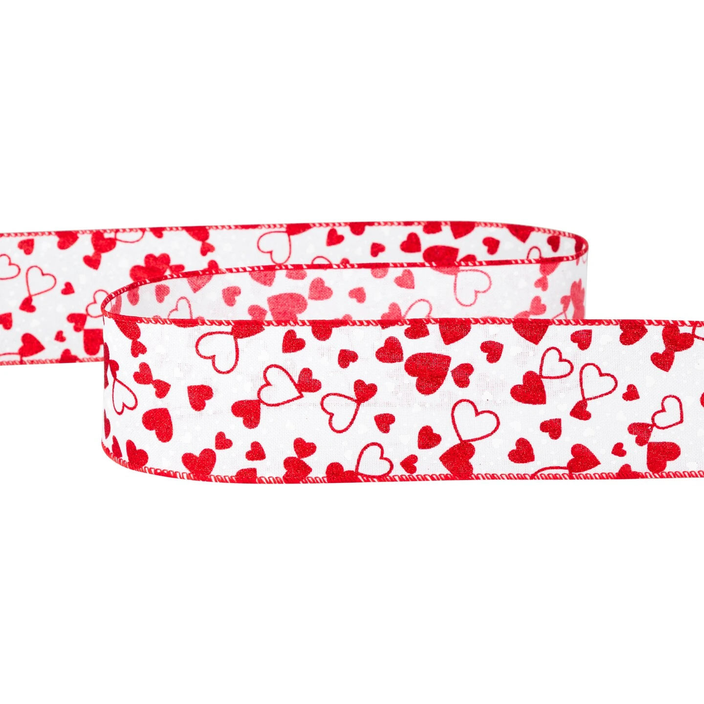 Northlight Glittered Hearts Valentine's Day Wired Craft Ribbon-2.5" X 10 Yards - White And Red 8 Northlight Glittered Hearts Valentine's Day Wired Craft Ribbon-2.5" X 10 Yards - White And Red - Image 6
