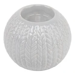 Northlight Ceramic Cable Knit Christmas Candle Holder - 3.75" - Gray 12 Northlight Ceramic Cable Knit Christmas Candle Holder - 3.75" - Gray -Northlight 104821623083184