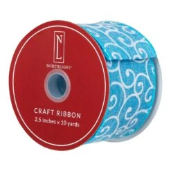 Northlight Swirl Wired Spring Craft Ribbon - 2.5" X 10 Yards - Blue And White -Northlight 109453743849264