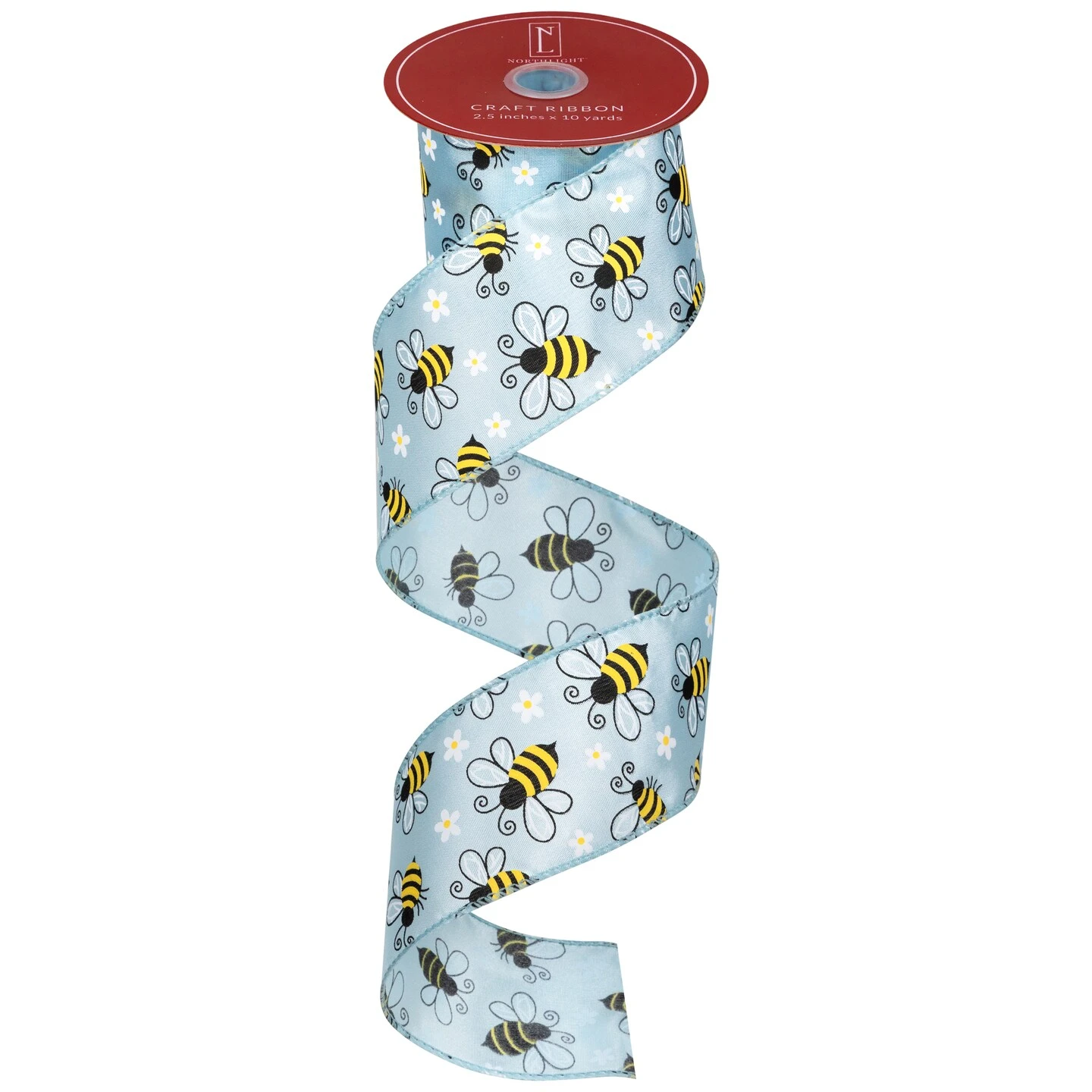 Northlight Bumblebee Design Wired Spring Craft Ribbon - 2.5" X 10 Yards - Blue 5 Northlight Bumblebee Design Wired Spring Craft Ribbon - 2.5" X 10 Yards - Blue - Image 3