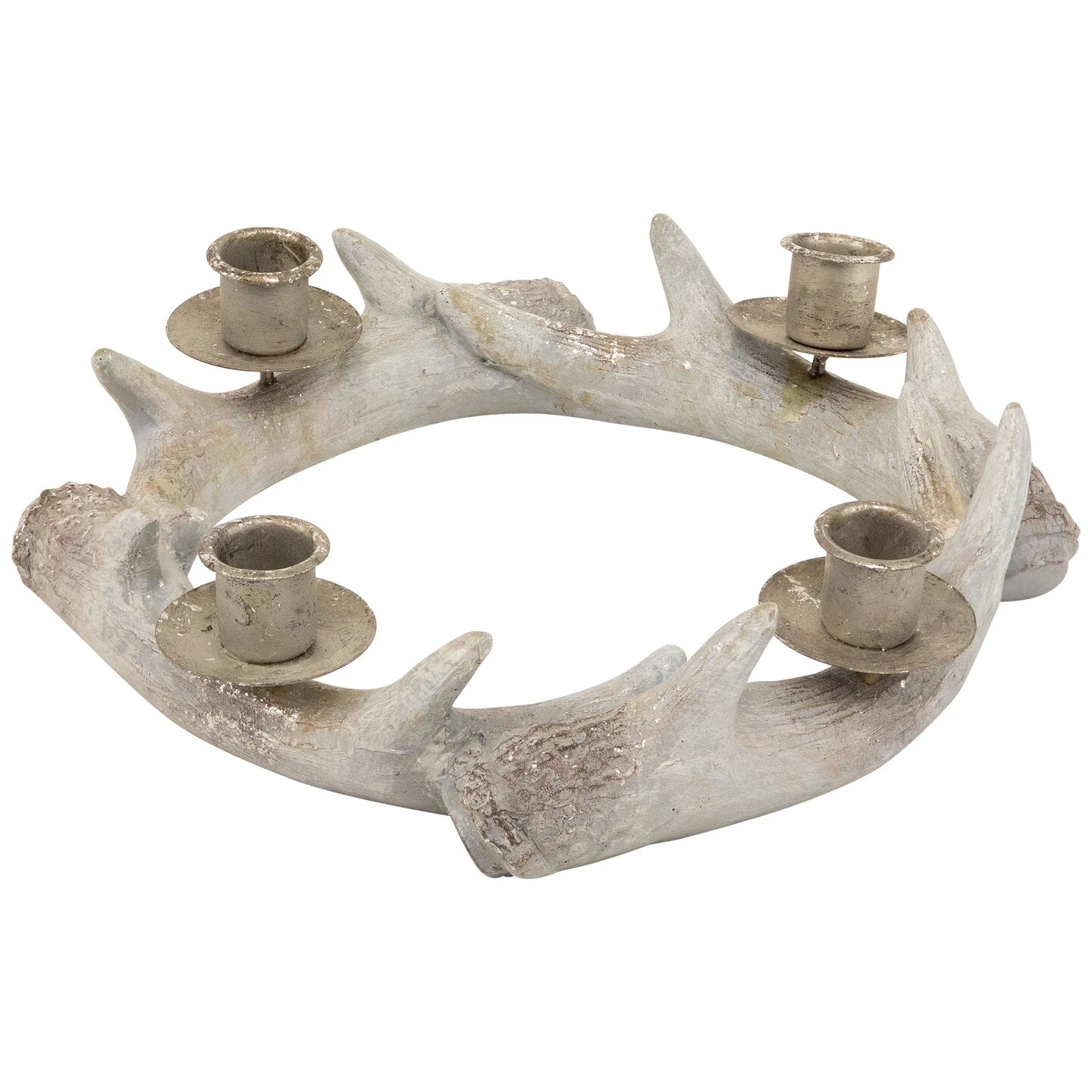 Northlight Antler Wreath Christmas Taper Candle Holder - 10.25" Beige 5 Northlight Antler Wreath Christmas Taper Candle Holder - 10.25" Beige - Image 3