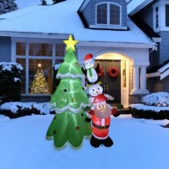 Northlight LED Lighted Inflatable Christmas Tree With Santa And Friends Outdoor Decoration - 8.25' Multi