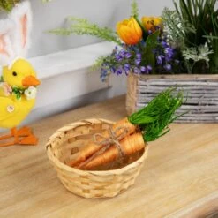 Northlight Straw Carrot Easter Decorations - 9"- Orange And Green - Set Of 3 -Northlight 1152947734653809680