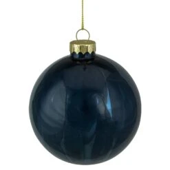 Northlight Shiny Glass Christmas Ball Ornament - 4" - Midnight Blue -Northlight 1152950182666429088 2