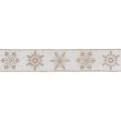 Northlight Sheer Gold Snowflake Christmas Wired Craft Ribbon 2.5" X 10 Yards