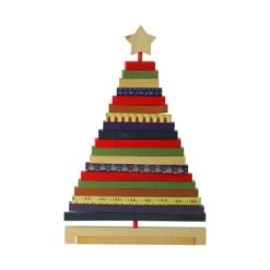 Northlight Adjustable Wooden Christmas Tree Decoration - 15.5" - Multicolor Beige -Northlight 1152950184248205984