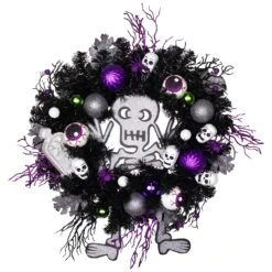 Northlight Purple And Black Spooky Skeleton Pine Halloween Wreath, 24-Inch, Unlit 12 Northlight Purple And Black Spooky Skeleton Pine Halloween Wreath, 24-Inch, Unlit -Northlight 1152963461472235952