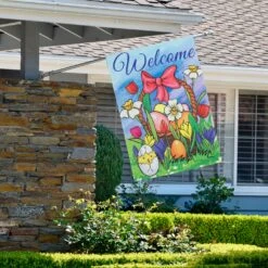 Northlight Welcome Easter Basket Outdoor House Flag 28" X 40" Green -Northlight 1152975311001610704
