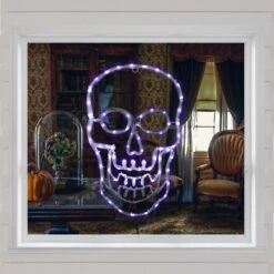 Northlight LED Lighted 4 Function Skull Halloween Window Decoration - 18" White -Northlight 1153067733063976160