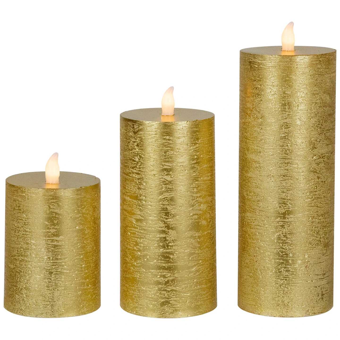 Northlight LED Flickering Flameless Pillar Christmas Candles - 8.75" - Gold - Set Of 3 8 Northlight LED Flickering Flameless Pillar Christmas Candles - 8.75" - Gold - Set Of 3 - Image 6