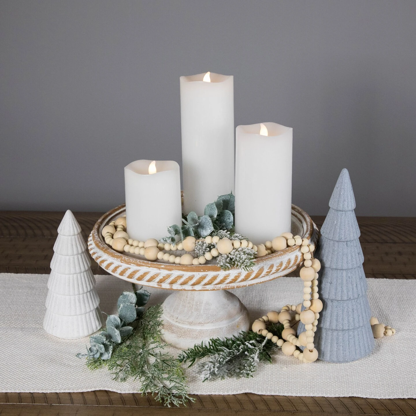 Northlight LED Flickering Flameless Wax Pillar Candles - 8" - White - Set Of 3 5 Northlight LED Flickering Flameless Wax Pillar Candles - 8" - White - Set Of 3 - Image 3