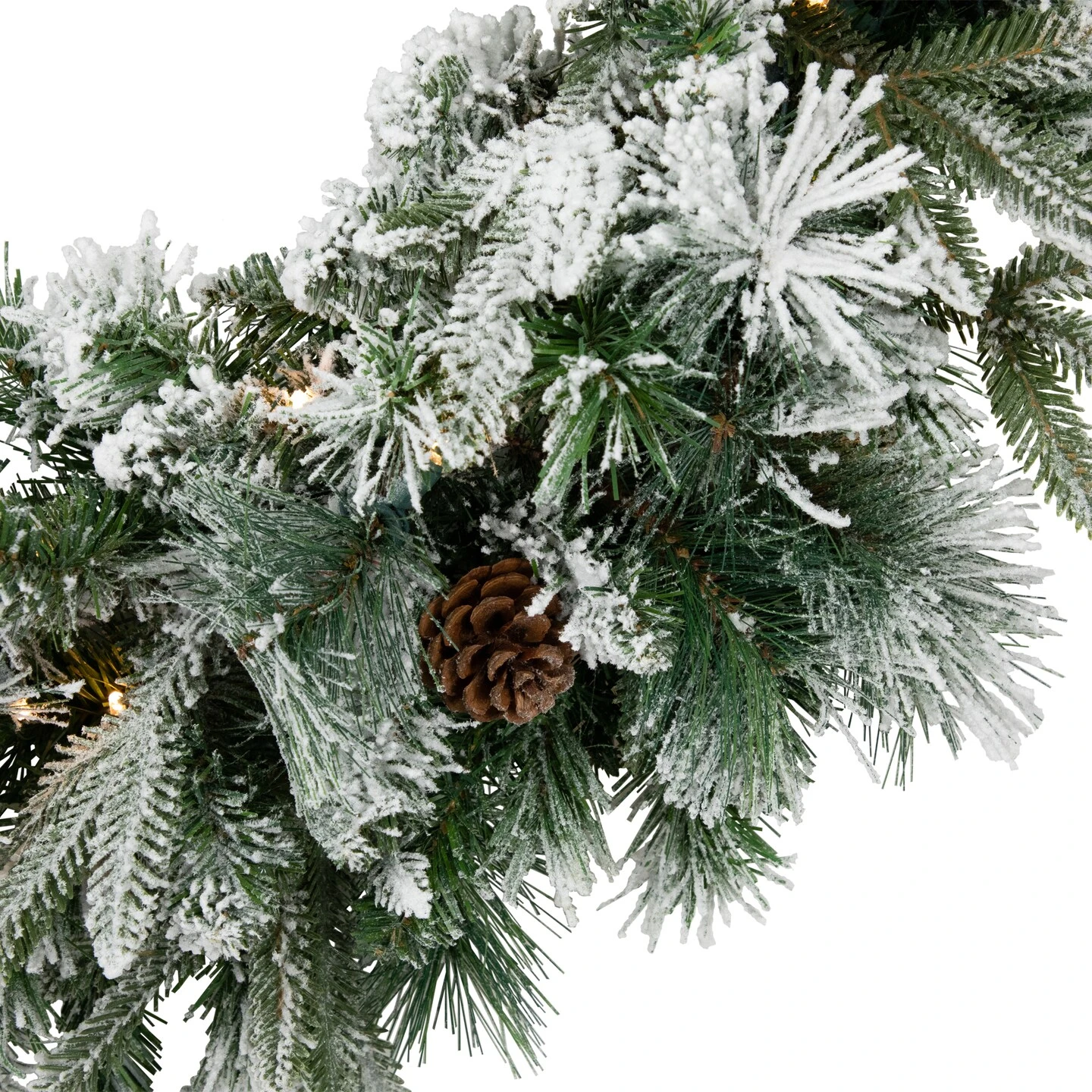 Northlight Real Touch™️ Pre-Lit Flocked Rosemary Emerald Angel Pine Artificial Christmas Wreath - 30" - Clear LED Lights Green 7 Northlight Real Touch™️ Pre-Lit Flocked Rosemary Emerald Angel Pine Artificial Christmas Wreath - 30" - Clear LED Lights Green - Image 5