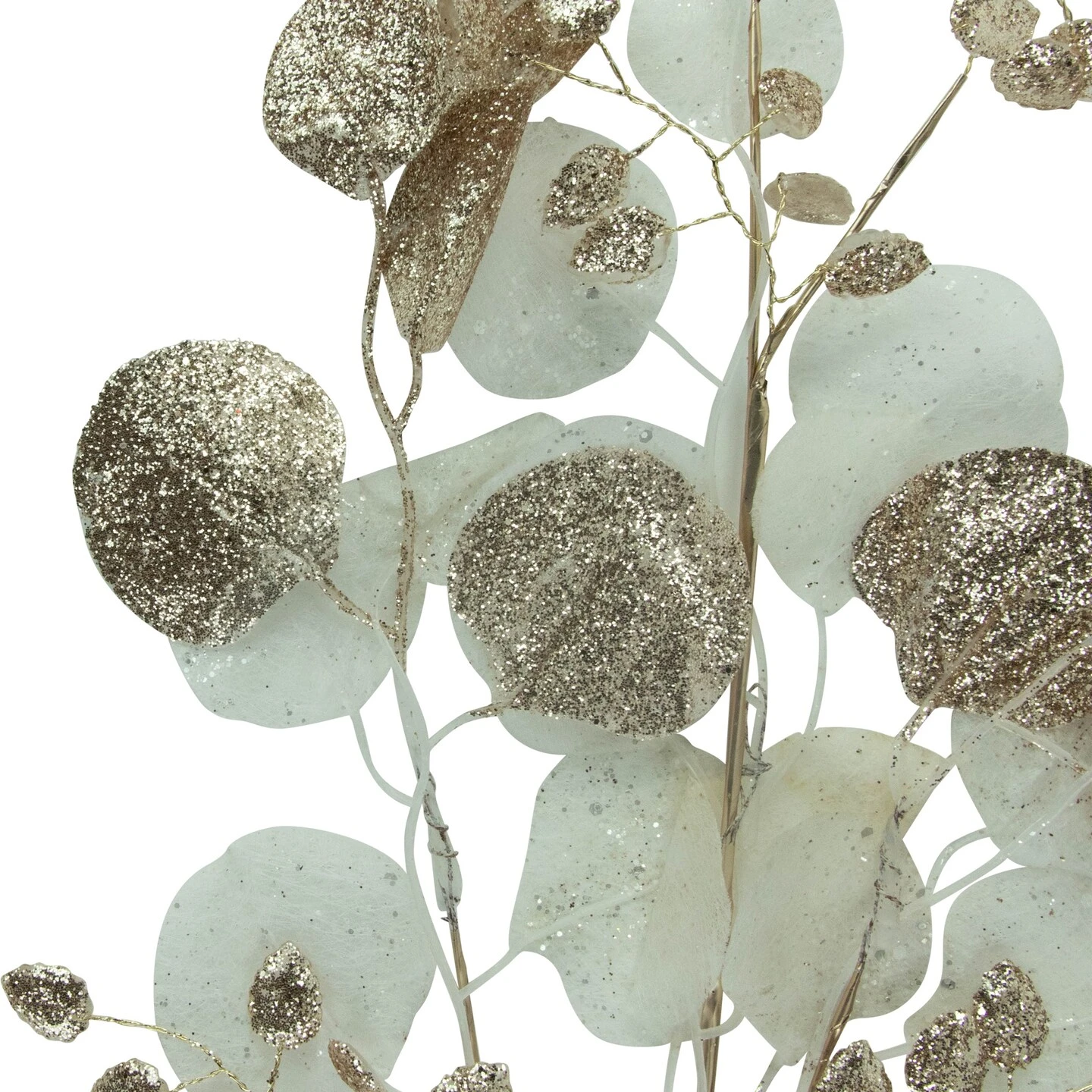 Northlight Glittered Winter Leaves Artificial Christmas Spray - 32" - White And Gold 8 Northlight Glittered Winter Leaves Artificial Christmas Spray - 32" - White And Gold - Image 6