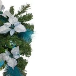 Northlight Peacock Feather And Poinsettia Artificial Christmas Teardrop Swag - 22" - Unlit Blue 12 Northlight Peacock Feather And Poinsettia Artificial Christmas Teardrop Swag - 22" - Unlit Blue -Northlight 1153119203753870560