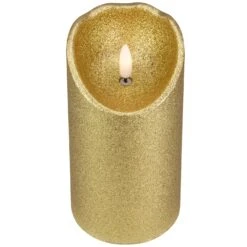 Northlight LED Lighted Flameless Flickering Pillar Christmas Candle - 6" - Gold -Northlight 1153119203794765024