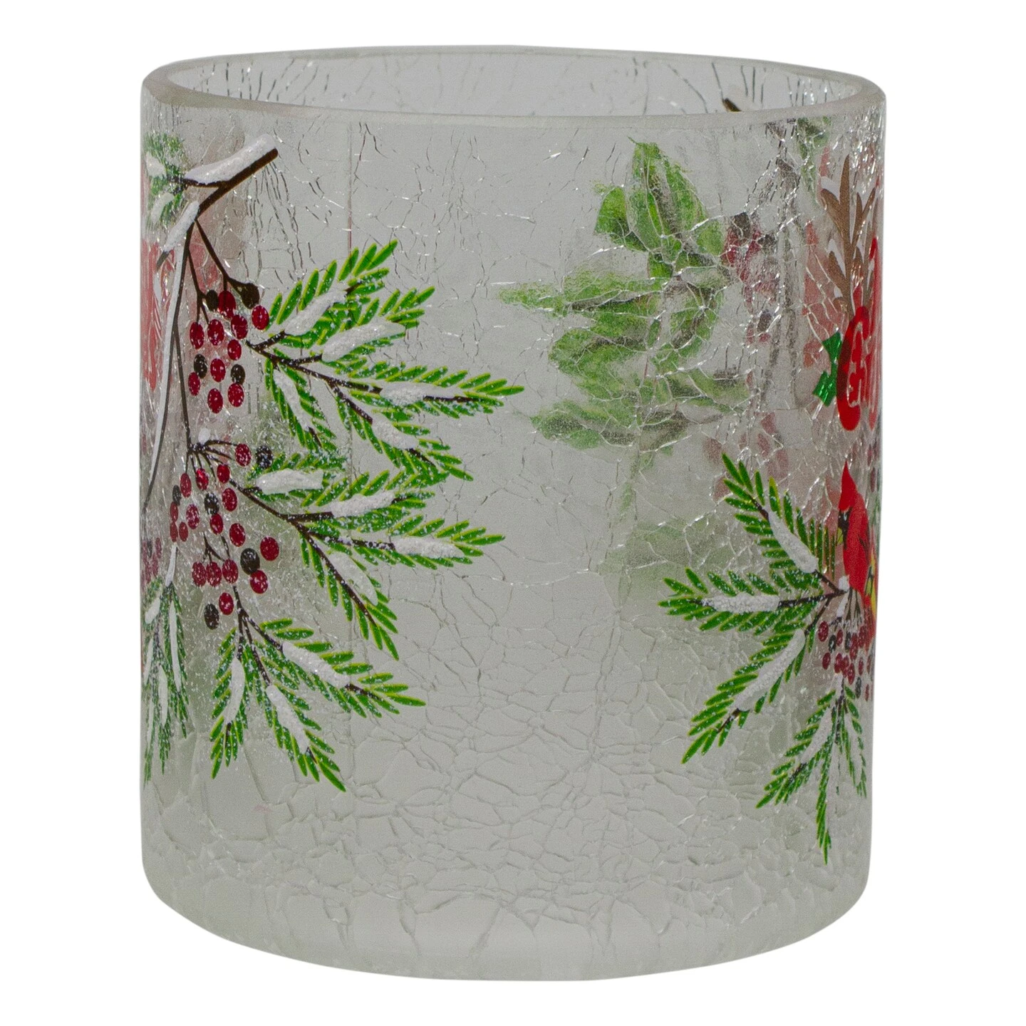 Northlight 8" Hand Painted Christmas Cardinal And Pine Flameless Glass Christmas Candle Holder Red 8 Northlight 8" Hand Painted Christmas Cardinal And Pine Flameless Glass Christmas Candle Holder Red - Image 6