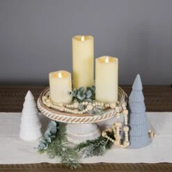 Northlight LED Flickering Flameless Wax Pillar Candles - 8" - Cream - Set Of 3 Ivory -Northlight 1153135371651990752