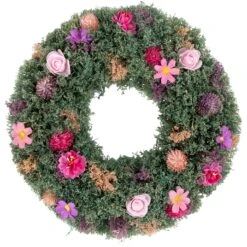 Northlight Thistle Mixed Floral Spring Wreath - 13" - Pink And Purple Green 12 Northlight Thistle Mixed Floral Spring Wreath - 13" - Pink And Purple Green -Northlight 1153284957726958240
