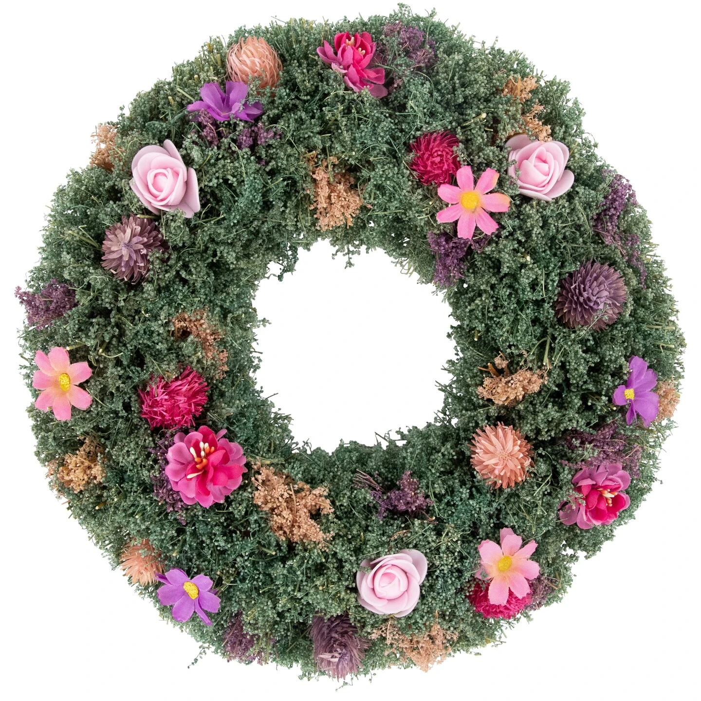 Northlight Thistle Mixed Floral Spring Wreath - 13" - Pink And Purple Green 5 Northlight Thistle Mixed Floral Spring Wreath - 13" - Pink And Purple Green - Image 3