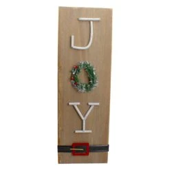 Northlight 23.75" Vertical Beige Wooden Joy Christmas Sign With Santa's Belt -Northlight 1153284957948207776 2