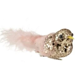 Northlight Sequin Clip On Birdwith Feather Tail Christmas Ornament - 4" - Gold And Pink -Northlight 1153284958000636576 2