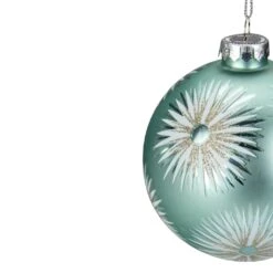 Northlight Glittered Starburst Glass Ball Christmas Ornament - 4" - Mint Green -Northlight 1153284958187283104