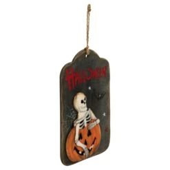 Northlight 9.75" Skeleton And Jack-O-Lantern Halloween Wall Sign Black 14 Northlight 9.75" Skeleton And Jack-O-Lantern Halloween Wall Sign Black -Northlight 1153284958196720288