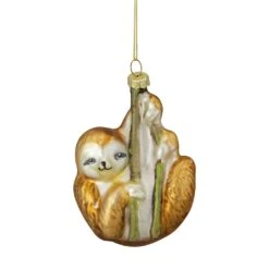 Northlight Sloth With Bamboo Glass Christmas Ornament - 4" - Gold -Northlight 1153284958479311520 1