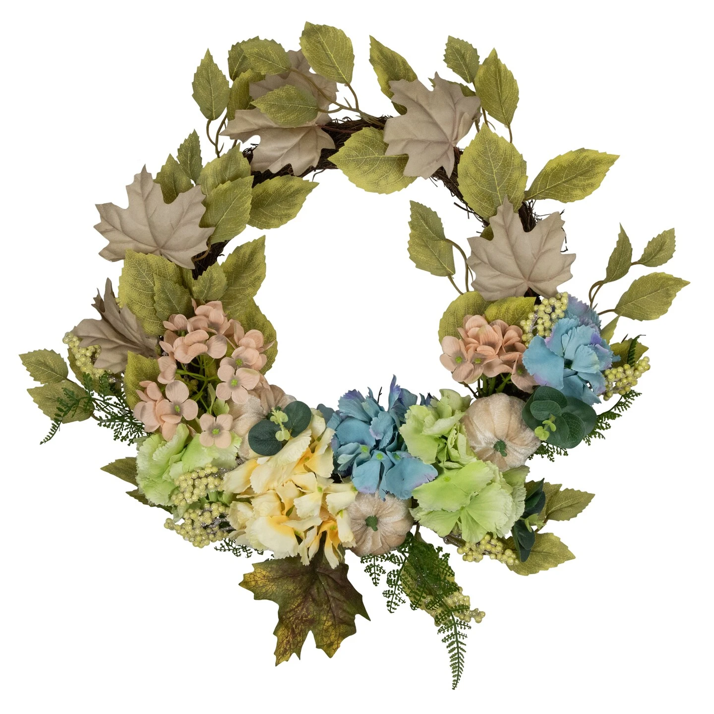 Northlight Floral And Gourds Thanksgiving Artificial Wreath - 22" - Green And Blue 7 Northlight Floral And Gourds Thanksgiving Artificial Wreath - 22" - Green And Blue - Image 5