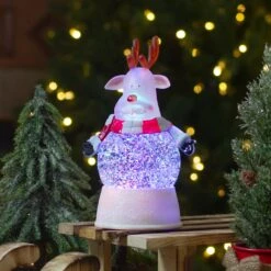 Northlight LED Lighted Color Changing Reindeer Christmas Snow Globe - 8" White -Northlight 1153284959323939488