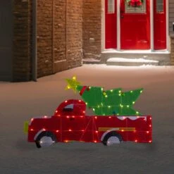 Northlight 36" LED Lighted Red Truck With Christmas Tree Outdoor Decoration -Northlight 1153284959330230944