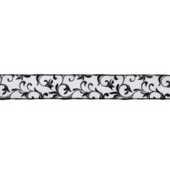 Northlight Black Grosgrain With White Floral Design Wired Craft Ribbon 2.5" X 10 Yards