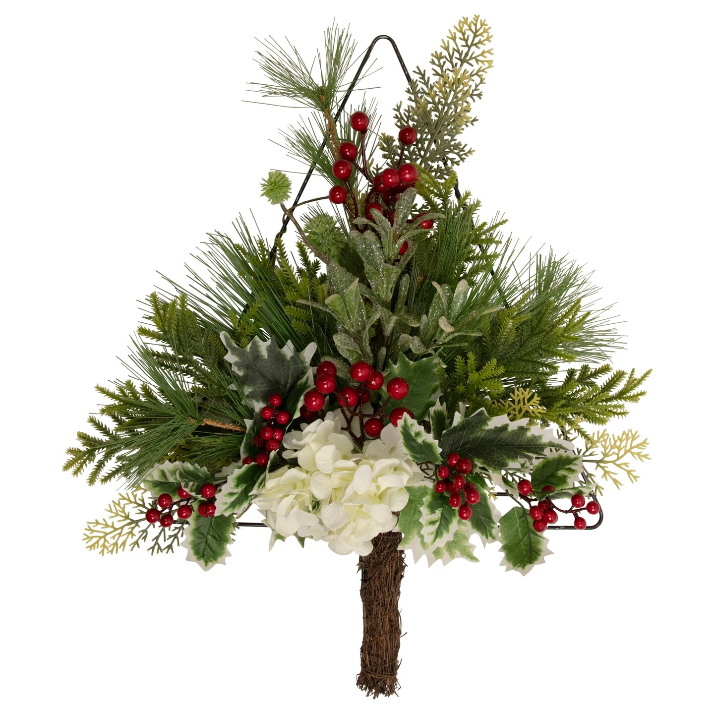 Northlight 24" Pine Christmas Tree Wall Hanging Decoration With Berries And Holly Green 9 Northlight 24" Pine Christmas Tree Wall Hanging Decoration With Berries And Holly Green - Image 7