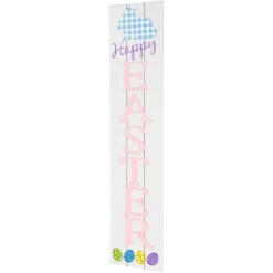 Northlight Happy Easter Wooden Porch Board Sign - 36" White -Northlight 1153290109662641120