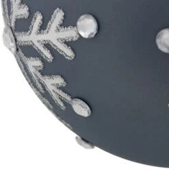 Northlight Glitter Mirrored Snowflakes Christmas Glass Ball Ornaments - 4" - Slate Blue - Set Of 2 -Northlight 1153290110291379936