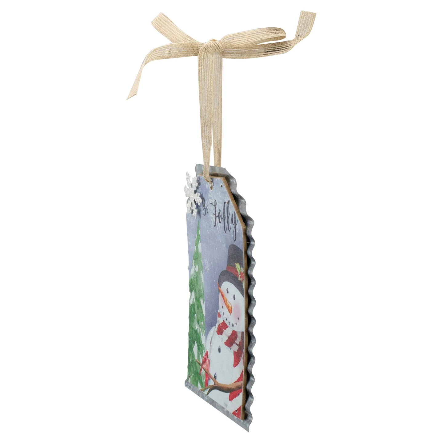 Northlight 8" Galvanized Metal 'Be Jolly' Gift Tag Christmas Wall Decor Blue 5 Northlight 8" Galvanized Metal 'Be Jolly' Gift Tag Christmas Wall Decor Blue - Image 3