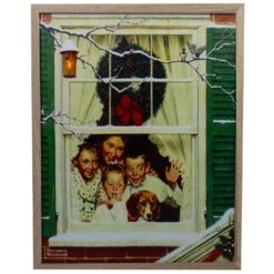 Northlight 19" Lighted Norman Rockwell 'Oh Boy! It's Pop With A New Plymouth' Christmas Wall Art White -Northlight 1153301797443330720 2