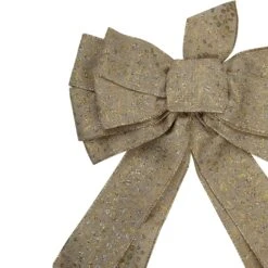 Northlight 12" X 25" Burlap And Gold 10 Loop Christmas Bow Decoration Brown 9 Northlight 12" X 25" Burlap And Gold 10 Loop Christmas Bow Decoration Brown -Northlight 1153301797902607008