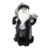 Northlight Standing Santa Claus Christmas Figure With Sack - 16" - Silver And Black