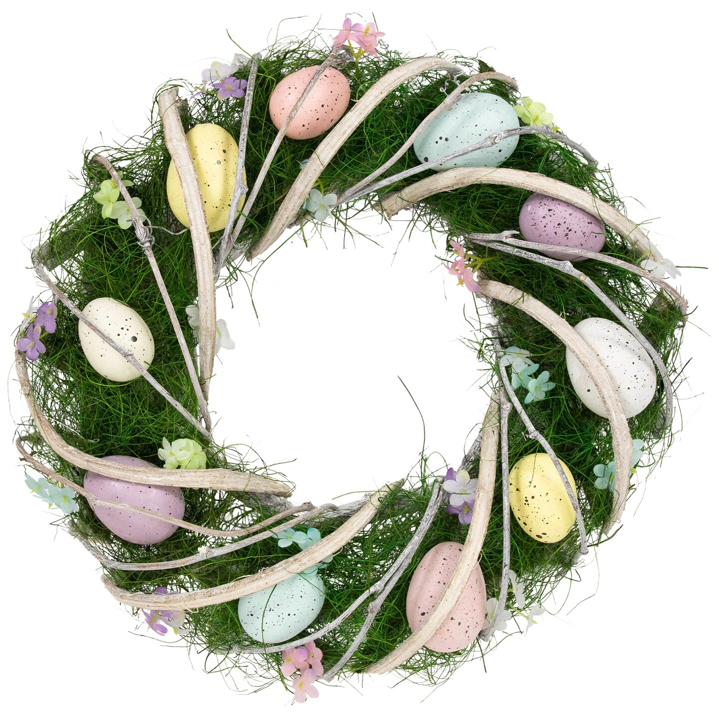 Northlight Speckled Eggs And Spring Flowers Easter Wreath - 15" Green 9 Northlight Speckled Eggs And Spring Flowers Easter Wreath - 15" Green - Image 7
