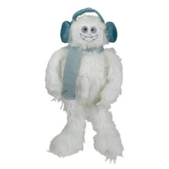 Northlight Plush Sitting Yeti With Earmuffs Christmas Figure - 18" - White And Blue -Northlight 1153383285552321184 2