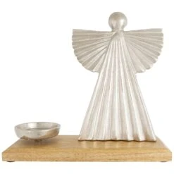 Northlight Heavenly Angel Metal Christmas Votive Candle Holder - 10" - Silver -Northlight 1153386812093360016