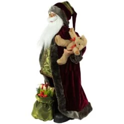 Northlight 32" Burgundy Santa Claus With Teddy Bear And Gift Bag Christmas Figure Red 12 Northlight 32" Burgundy Santa Claus With Teddy Bear And Gift Bag Christmas Figure Red -Northlight 1153394048542590176