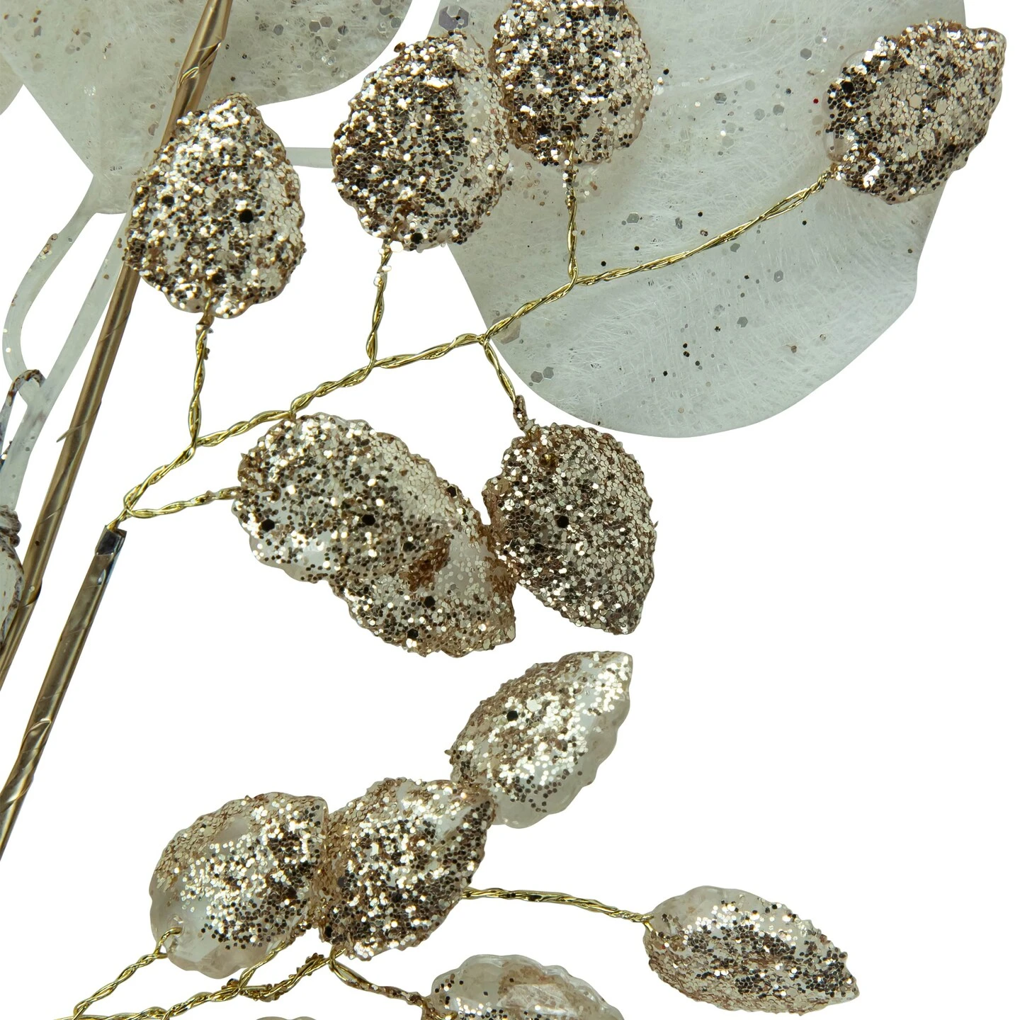 Northlight Glittered Winter Leaves Artificial Christmas Spray - 32" - White And Gold 9 Northlight Glittered Winter Leaves Artificial Christmas Spray - 32" - White And Gold - Image 7