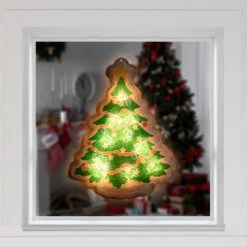 Northlight Lighted Holographic Christmas Tree Window Silhouette - 12.5" - Clear Lights Green 13 Northlight Lighted Holographic Christmas Tree Window Silhouette - 12.5" - Clear Lights Green -Northlight 1153421673009376208