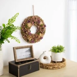 Northlight 12" Purple And Beige Wooden Floral Spring Wreath With Preserved Artichoke -Northlight 1153422312928567968