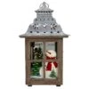 Northlight Rustic Wooden Snowman "Sweet Home" Pillar Candle Christmas Lantern - 16.5" Silver