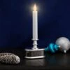 Northlight LED Lighted Window Candle With Base - 9.25" - White And Silver