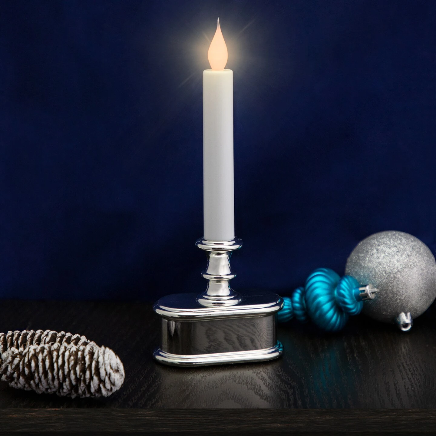 Northlight LED Lighted Window Candle With Base - 9.25" - White And Silver 3 Northlight LED Lighted Window Candle With Base - 9.25" - White And Silver