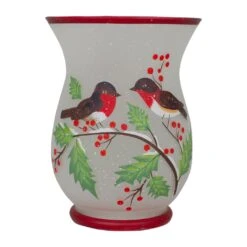 Northlight 8" Hand Painted Finches And Pine Glass Christmas Candle Holder White 15 Northlight 8" Hand Painted Finches And Pine Glass Christmas Candle Holder White -Northlight 1153422313409864352 2
